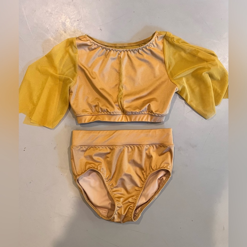 Custom 2pc Dance Competition Costume Gold & Yello… - image 5